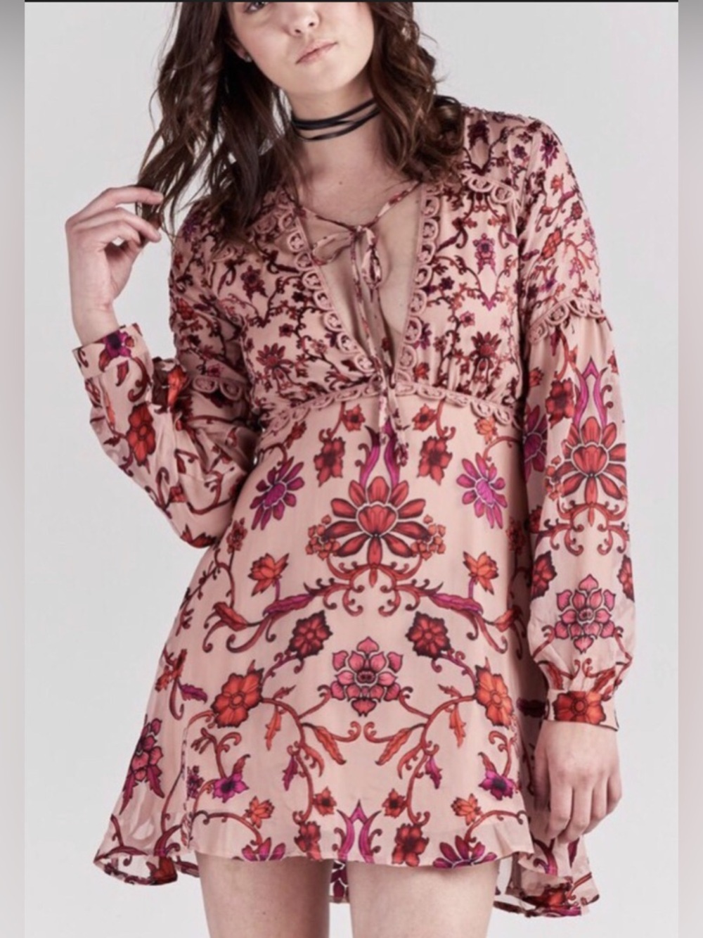 For Love and Lemon Saffron Mini Dress Silk Blend Size Large - Picture 2 of 7